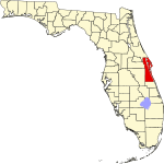 Map of Florida highlighting Brevard County